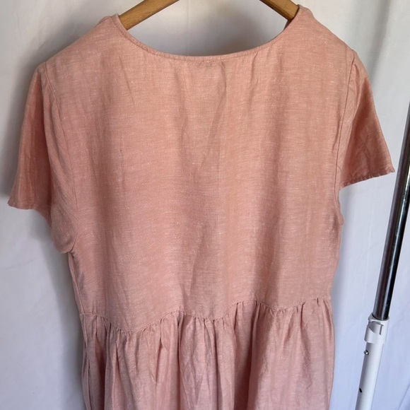 Madewell Linen Button Front Babydoll Dress w Pockets - Picture 6 of 8